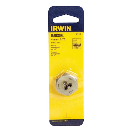 Irwin Irwin Hanson High Carbon Steel Metric Hexagon Die 4 - 0.70 mm 1 pc 9717
